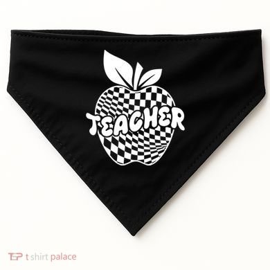 Cool Checkered Teacher Apple USA-Made Doggie Bandana