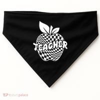 Cool Checkered Teacher Apple USA-Made Doggie Bandana thumb 0