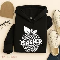 Cool Checkered Teacher Apple Hoodie thumb 4