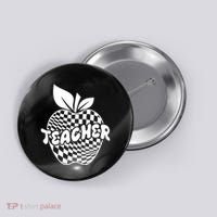 Cool Checkered Teacher Apple Button thumb 0