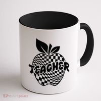 Cool Checkered Teacher Apple Coffee Mug thumb 1
