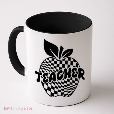 Cool Checkered Teacher Apple Coffee Mug