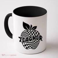Cool Checkered Teacher Apple Coffee Mug thumb 0