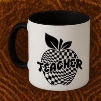 Cool Checkered Teacher Apple Coffee Mug thumb 2