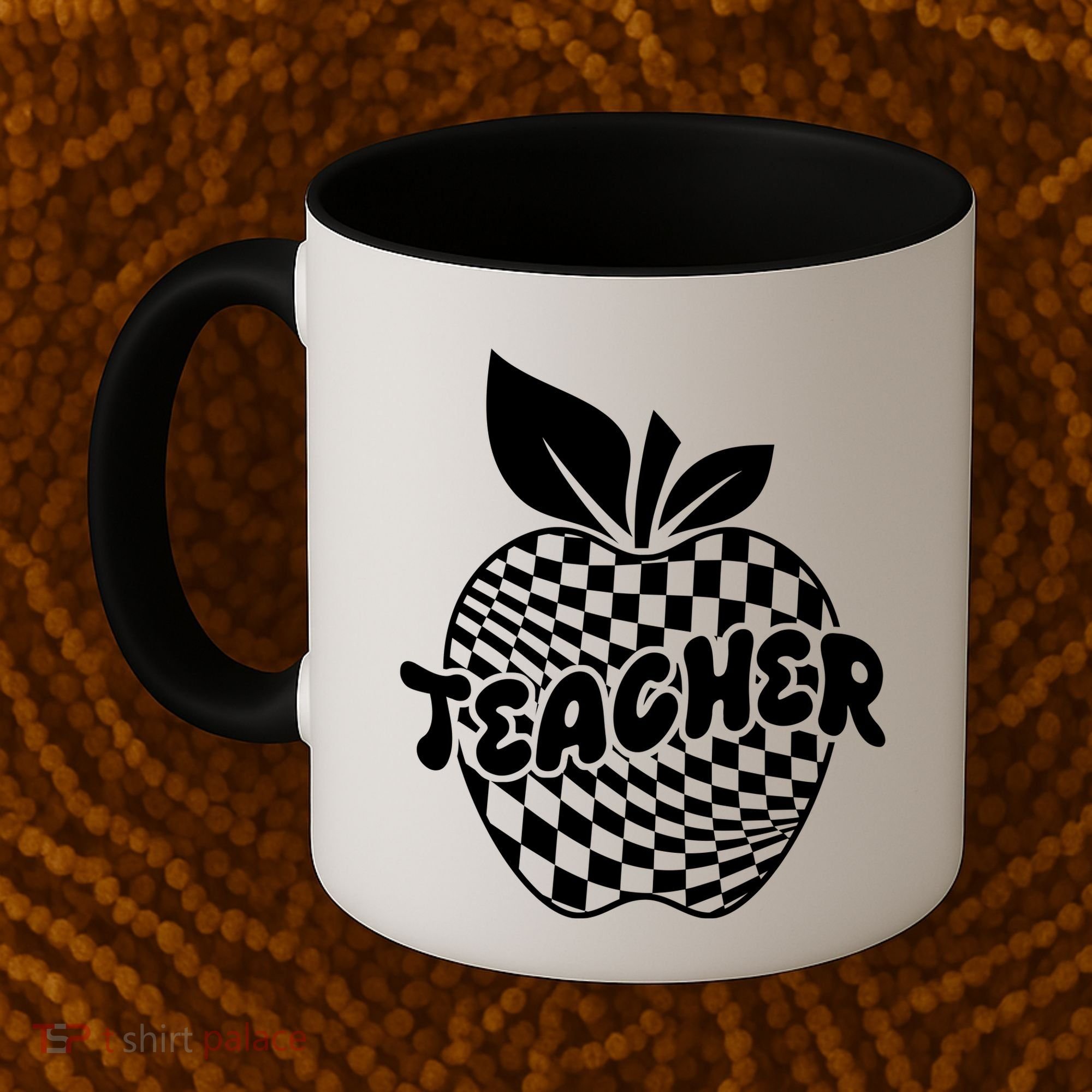 Cool Checkered Teacher Apple Coffee Mug
