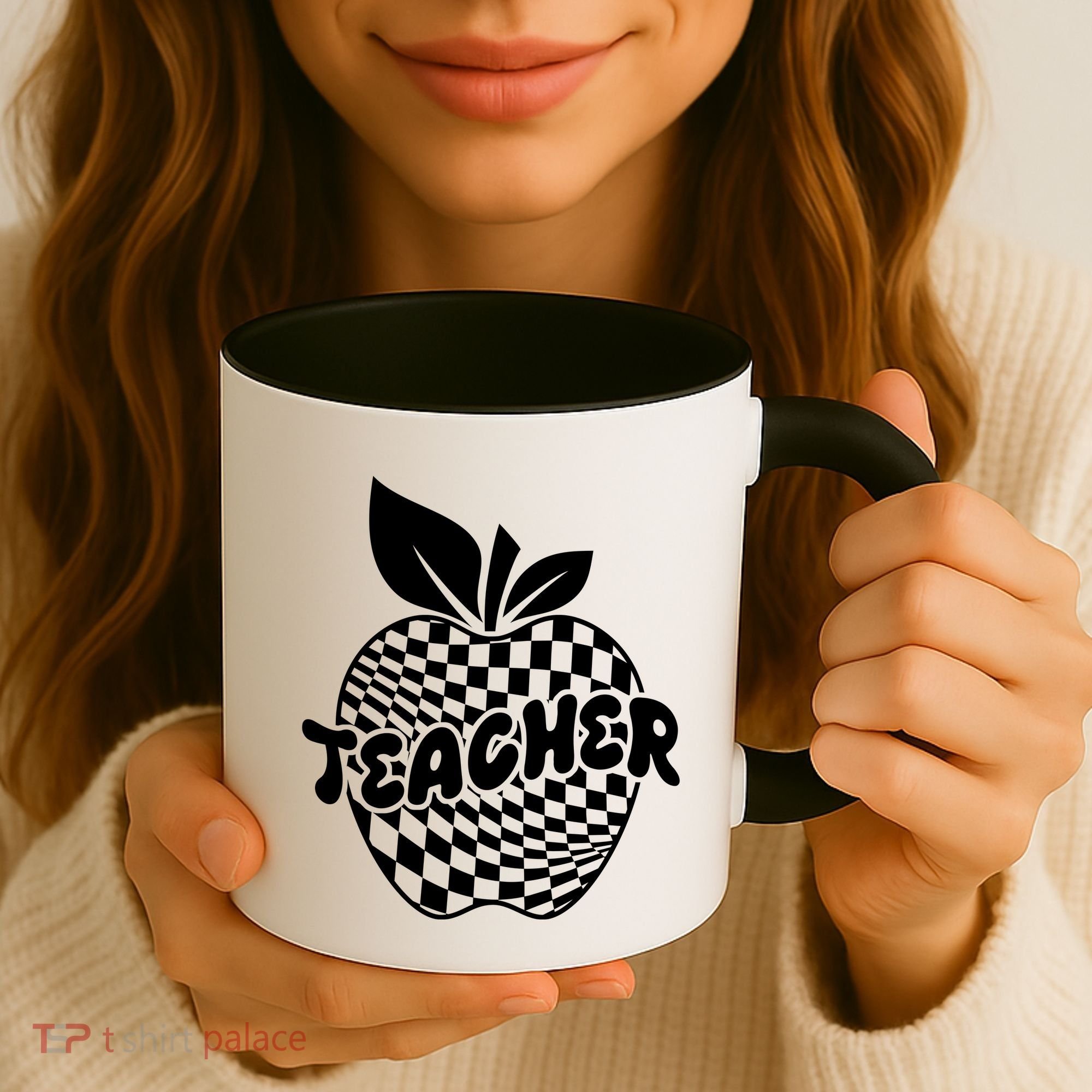 Cool Checkered Teacher Apple Coffee Mug