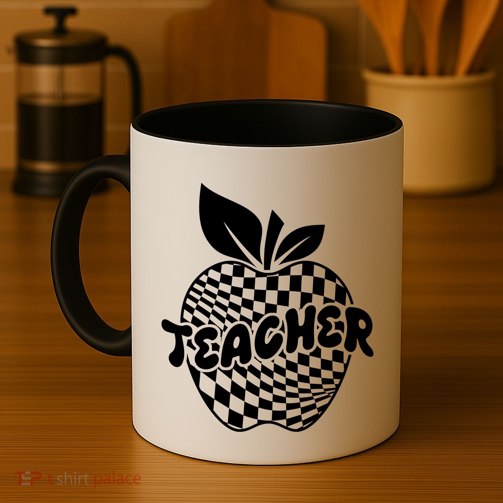 Cool Checkered Teacher Apple Coffee Mug