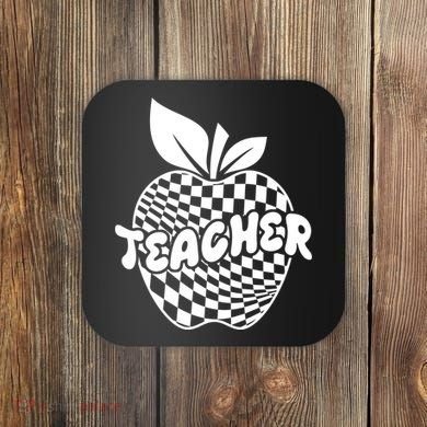 Cool Checkered Teacher Apple Coaster