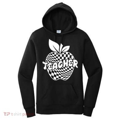 Cool Checkered Teacher Apple Women's Hoodie