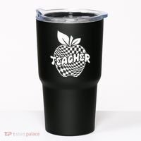 Cool Checkered Teacher Apple Tumbler thumb 0