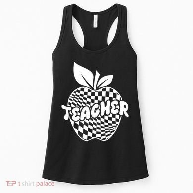 Cool Checkered Teacher Apple Women's Tank Top