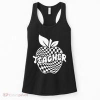 Cool Checkered Teacher Apple Women's Tank Top thumb 0