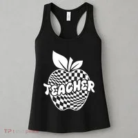 Cool Checkered Teacher Apple Women's Tank Top thumb 3