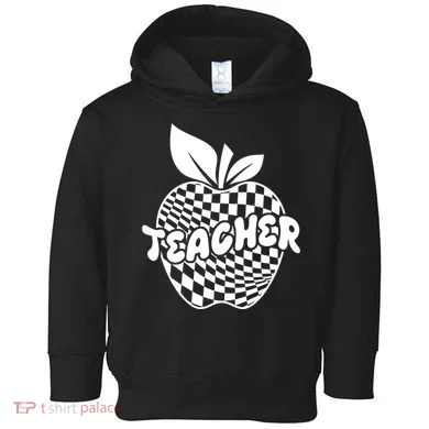 Cool Checkered Teacher Apple Toddler Hoodie