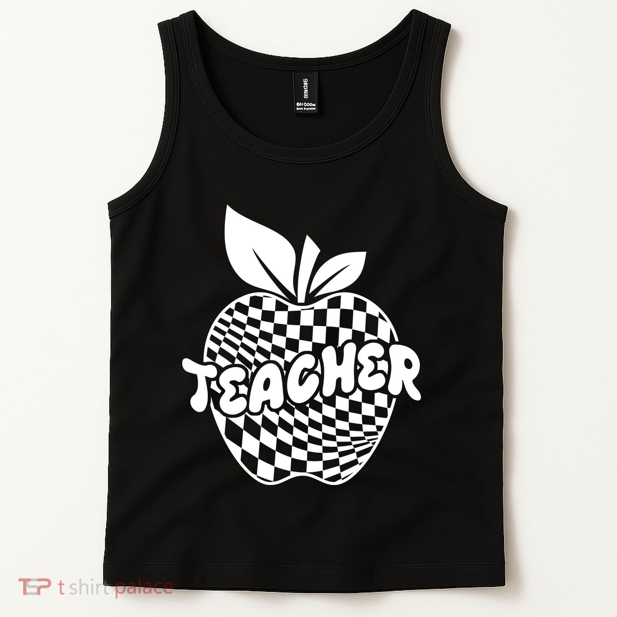 Cool Checkered Teacher Apple Tank Top