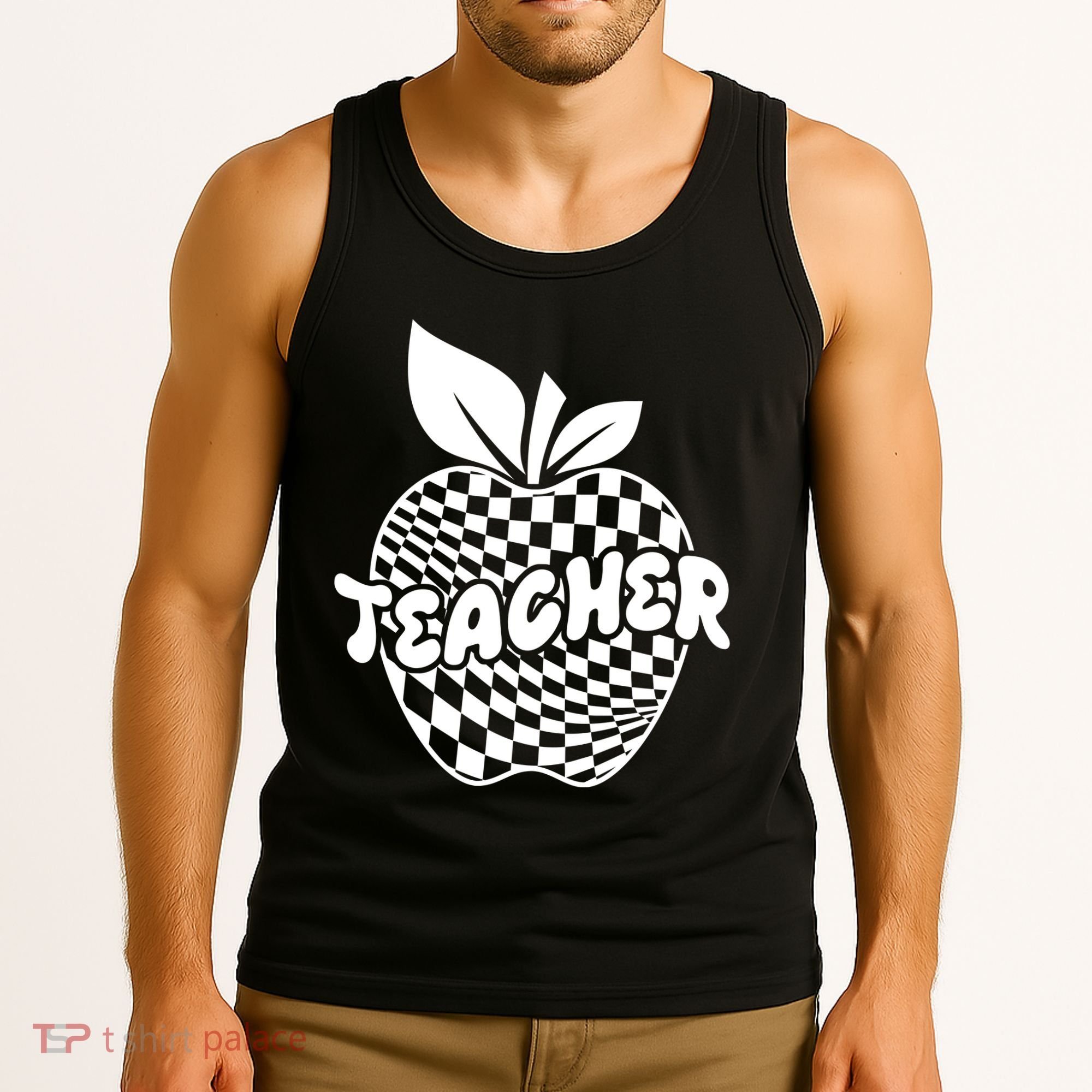 Cool Checkered Teacher Apple Tank Top