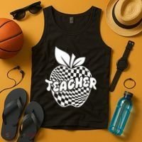 Cool Checkered Teacher Apple Tank Top thumb 4