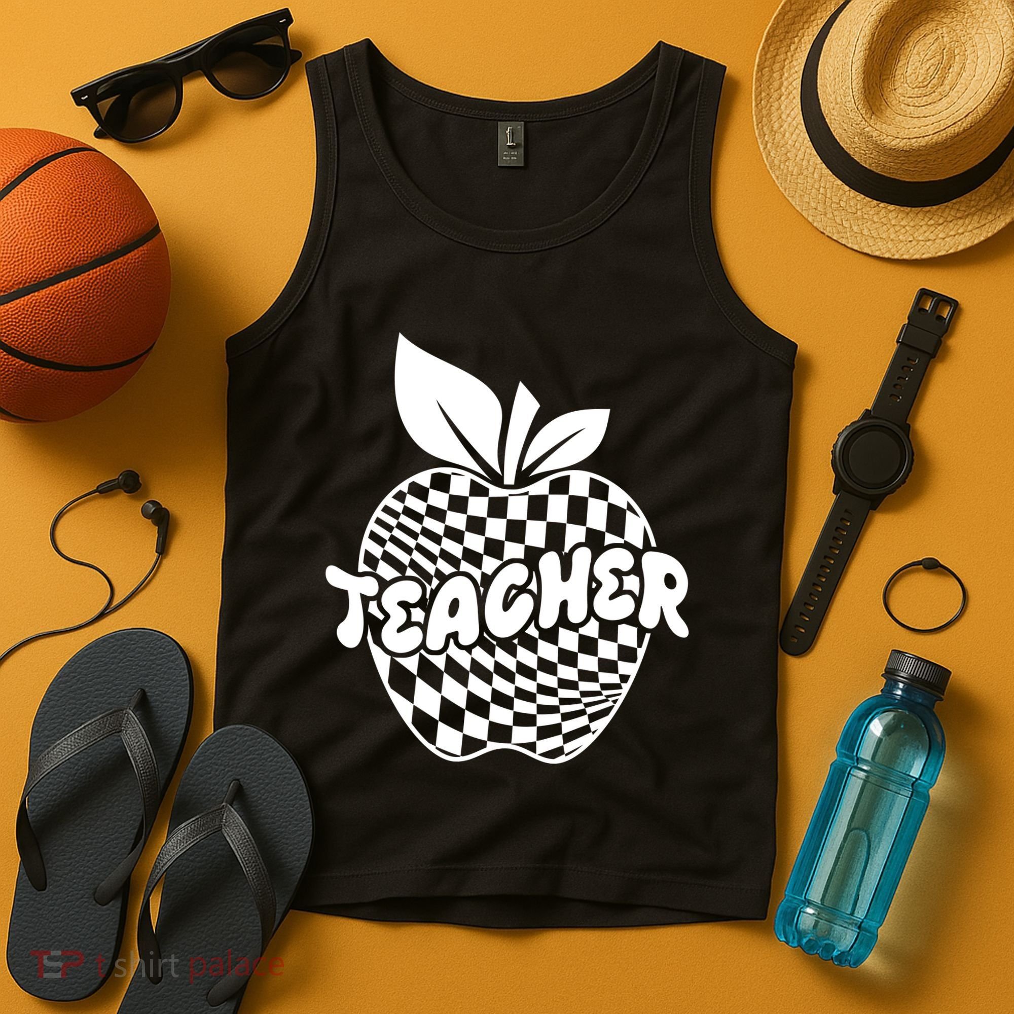Cool Checkered Teacher Apple Tank Top