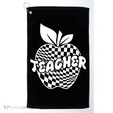Cool Checkered Teacher Apple Golf Towel