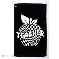 Cool Checkered Teacher Apple Golf Towel thumb 0