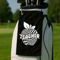 Cool Checkered Teacher Apple Golf Towel thumb 2