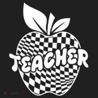 Cool Checkered Teacher Apple Golf Towel thumb 3
