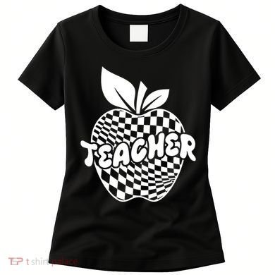 Cool Checkered Teacher Apple Women's T-Shirt