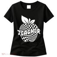 Cool Checkered Teacher Apple Women's T-Shirt thumb 0