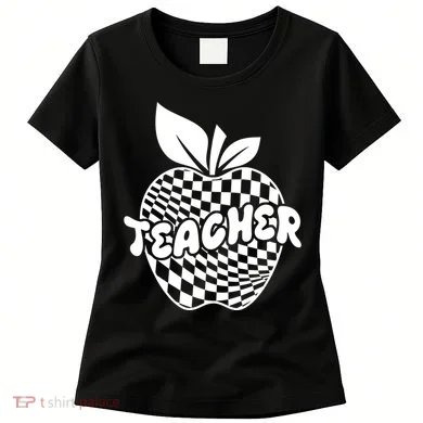 Cool Checkered Teacher Apple Women's T-Shirt