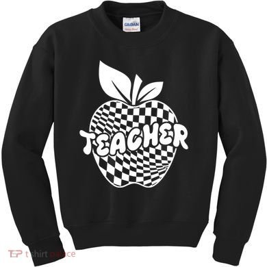 Cool Checkered Teacher Apple Kids Sweatshirt