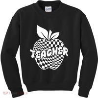Cool Checkered Teacher Apple Kids Sweatshirt thumb 0