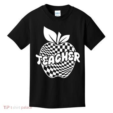 Cool Checkered Teacher Apple Kids T-Shirt