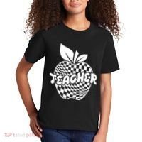 Cool Checkered Teacher Apple Kids T-Shirt thumb 2
