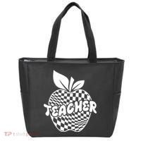 Cool Checkered Teacher Apple Tote Bag thumb 0