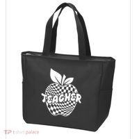Cool Checkered Teacher Apple Tote Bag thumb 3