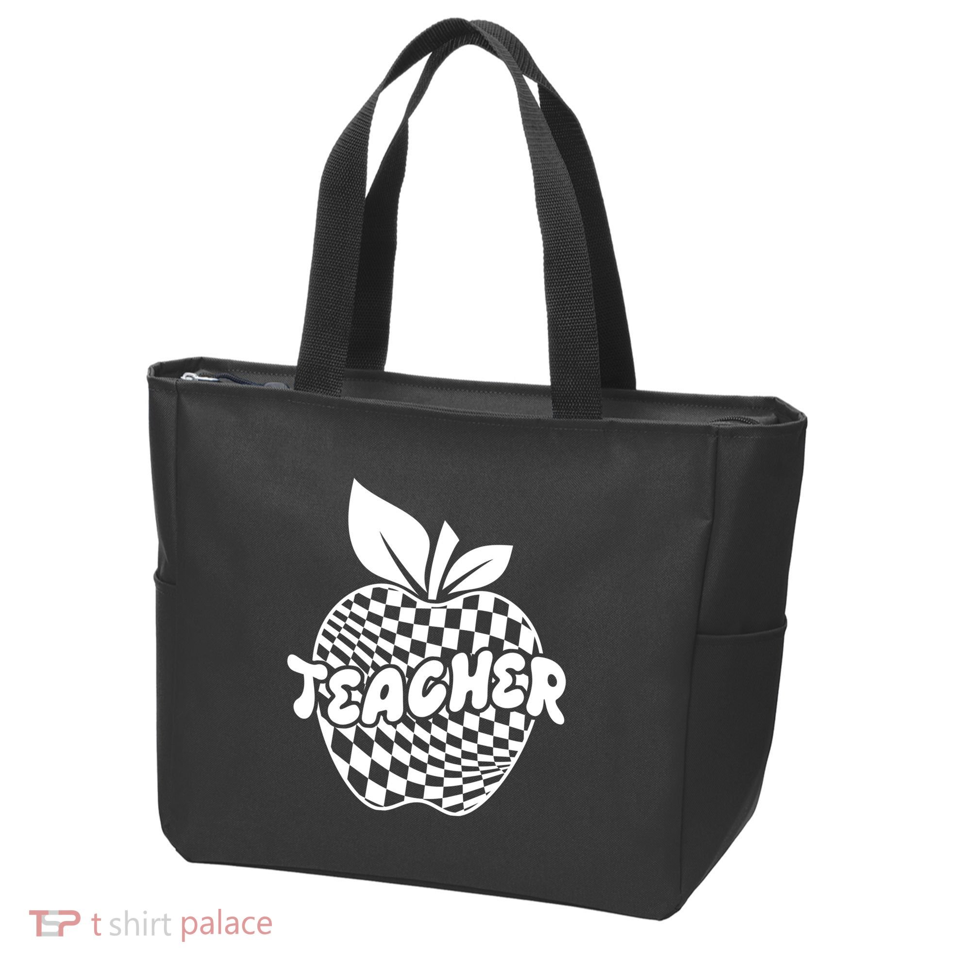 Cool Checkered Teacher Apple Tote Bag