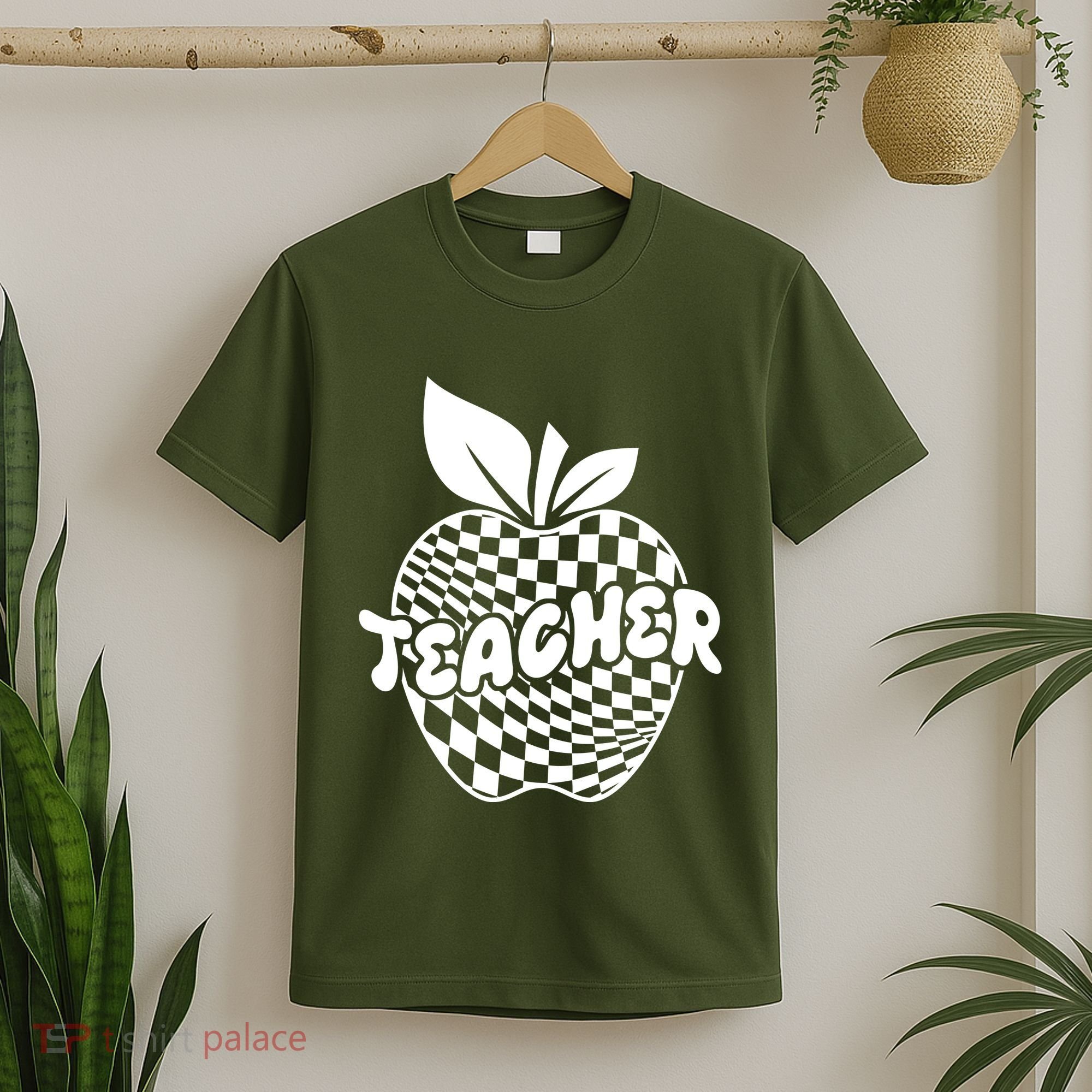 Cool Checkered Teacher Apple T-Shirt
