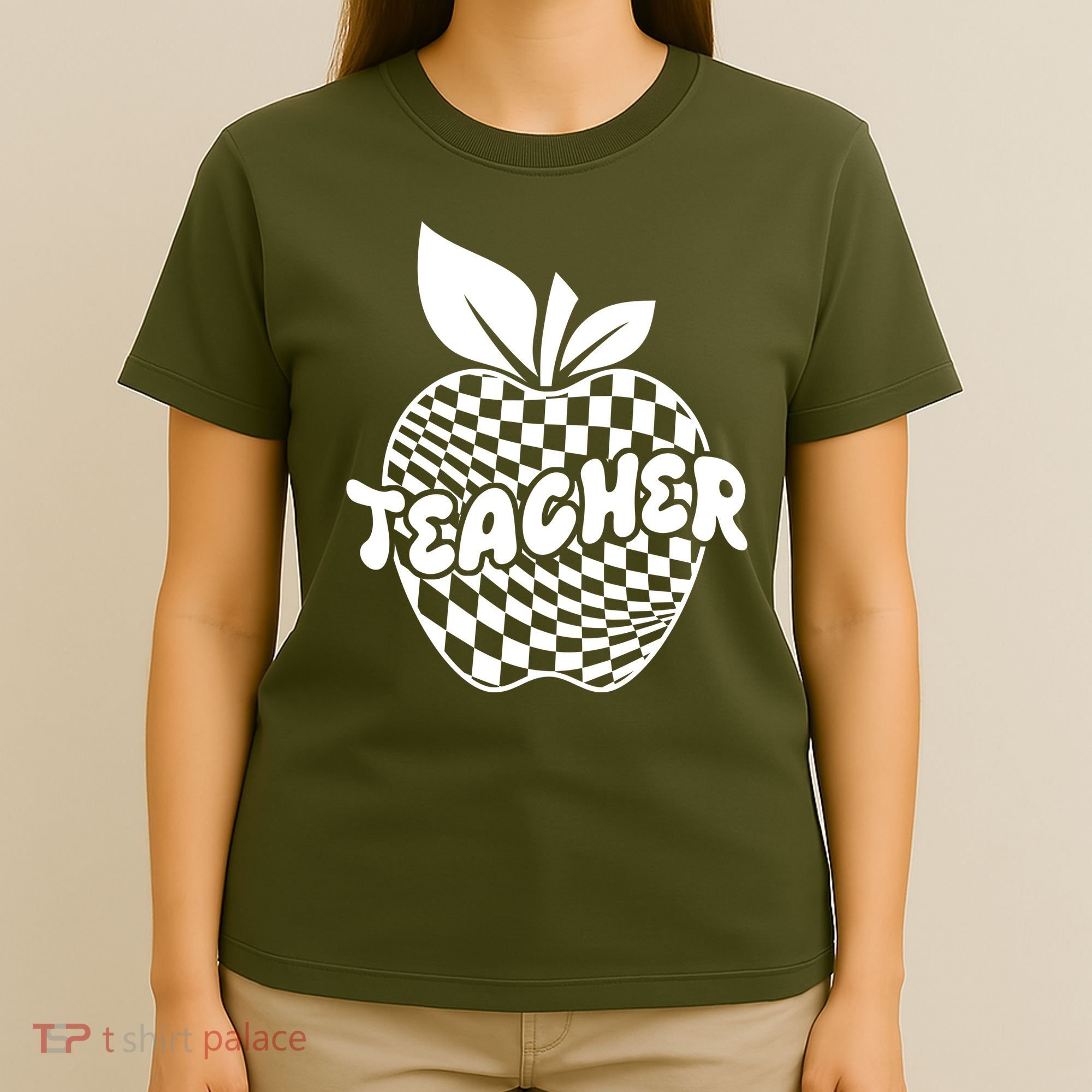 Cool Checkered Teacher Apple T-Shirt