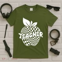 Cool Checkered Teacher Apple T-Shirt thumb 5
