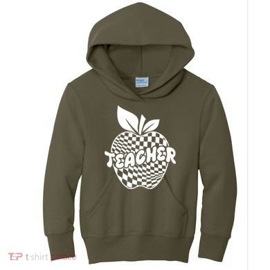 Cool Checkered Teacher Apple Kids Hoodie