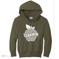 Cool Checkered Teacher Apple Kids Hoodie thumb 0
