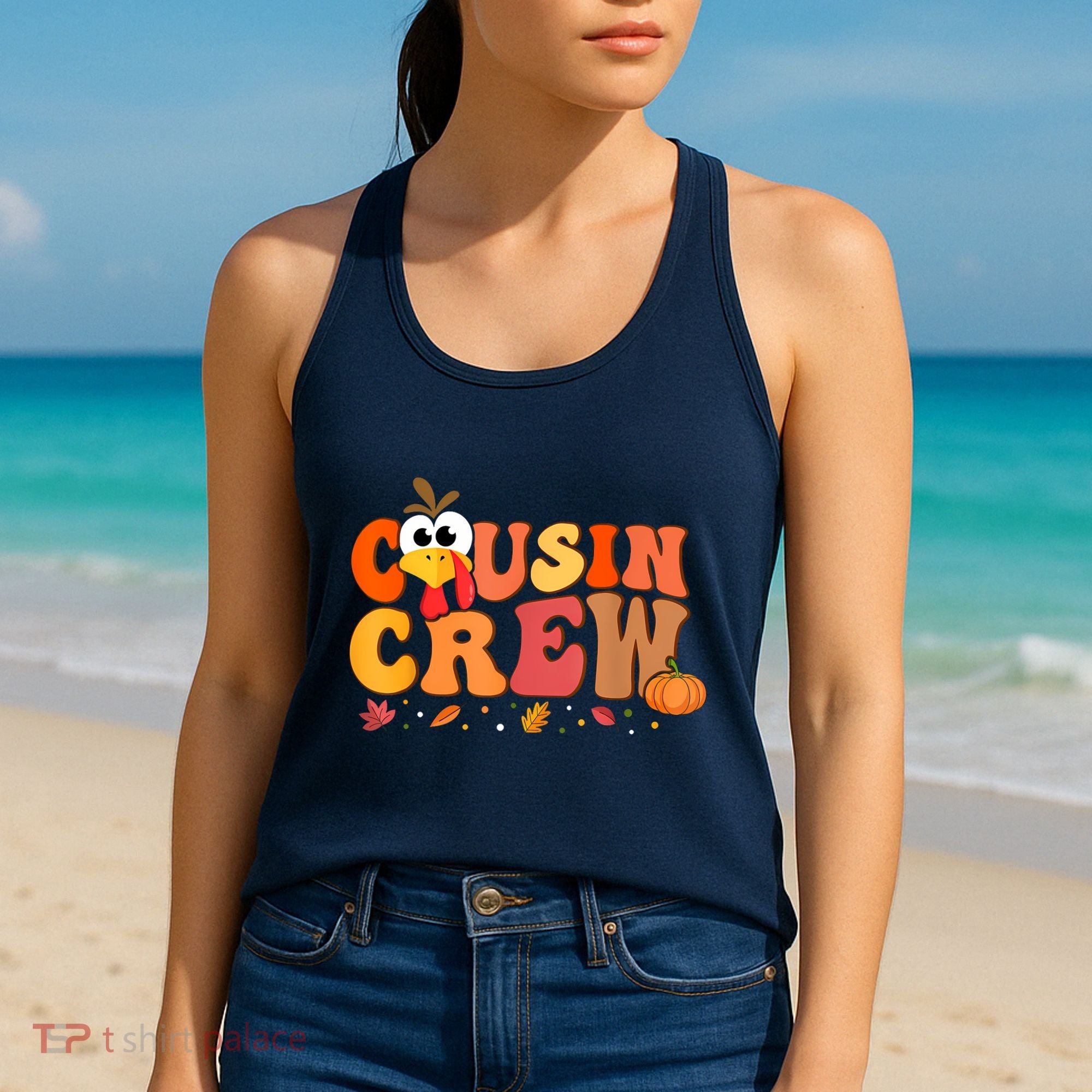 Cousin Crew Thanksgiving Family Matching Turkey Day Fall Women's Tank Top