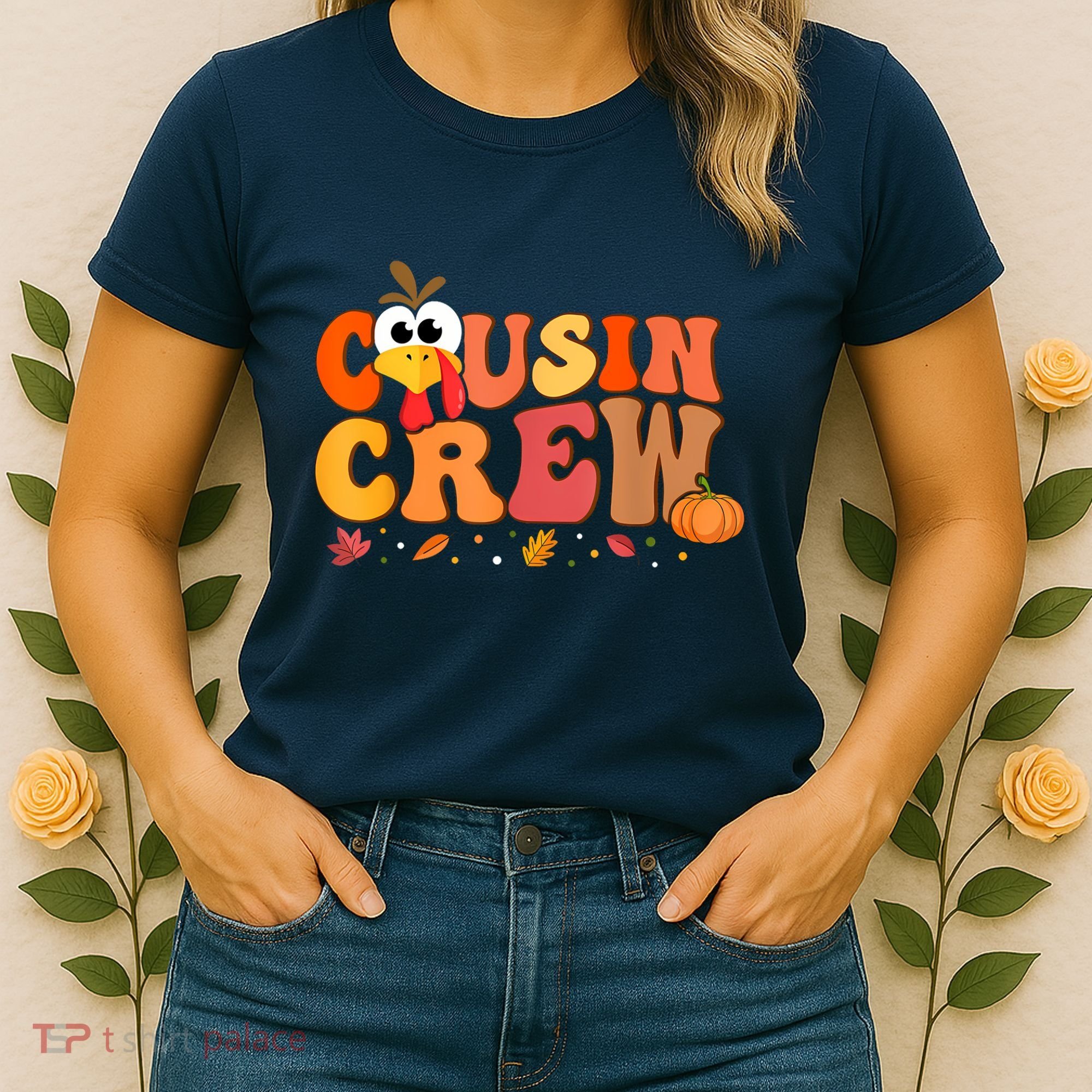 Cousin Crew Thanksgiving Family Matching Turkey Day Fall Women's T-Shirt