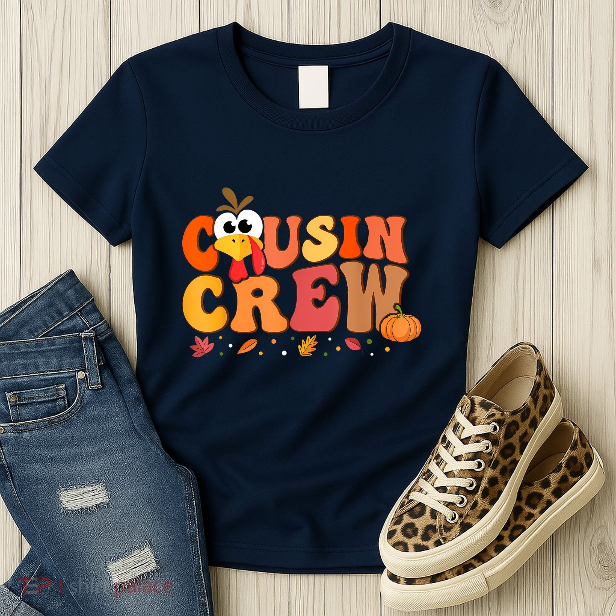 Cousin Crew Thanksgiving Family Matching Turkey Day Fall Women's T-Shirt