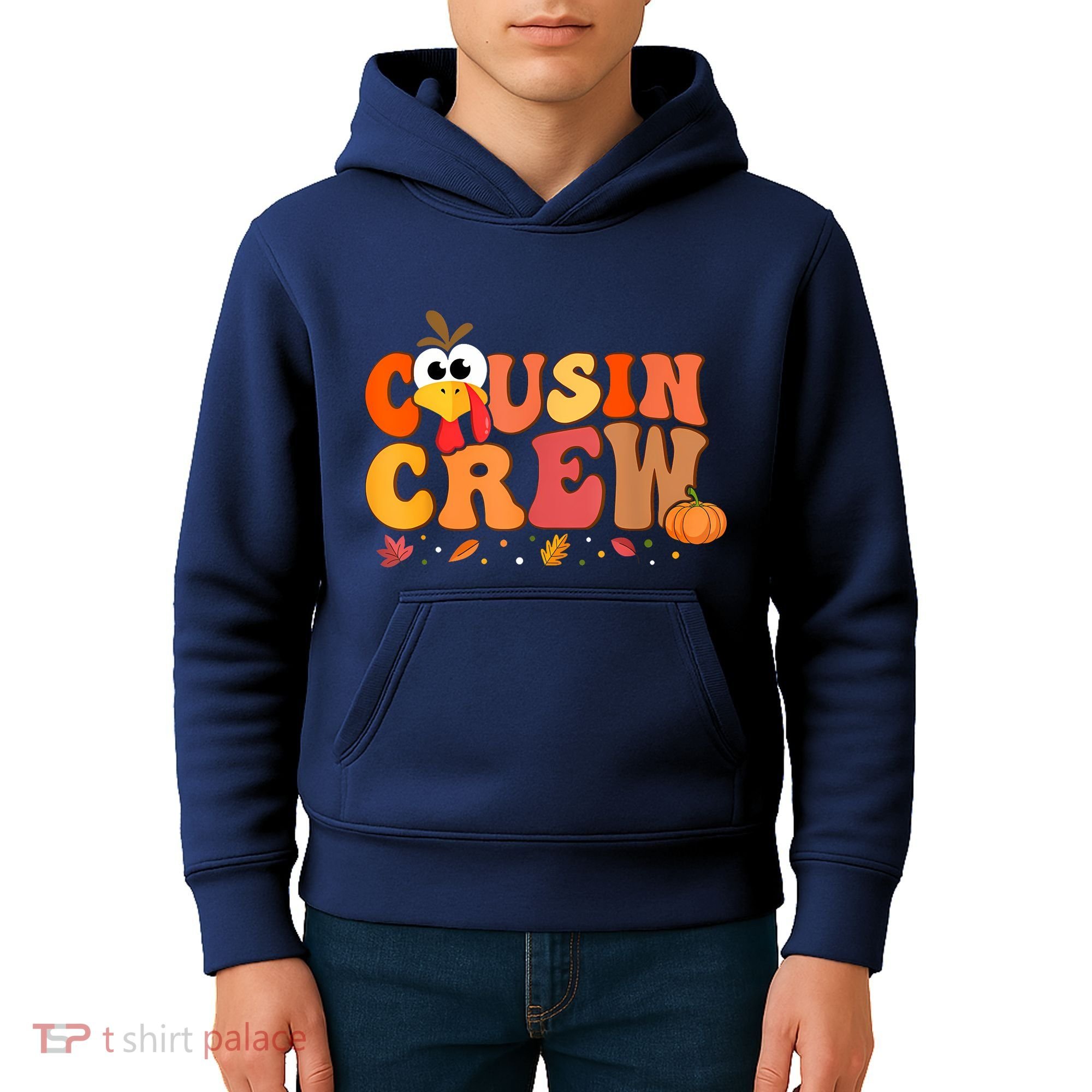 Cousin Crew Thanksgiving Family Matching Turkey Day Fall Kids Hoodie