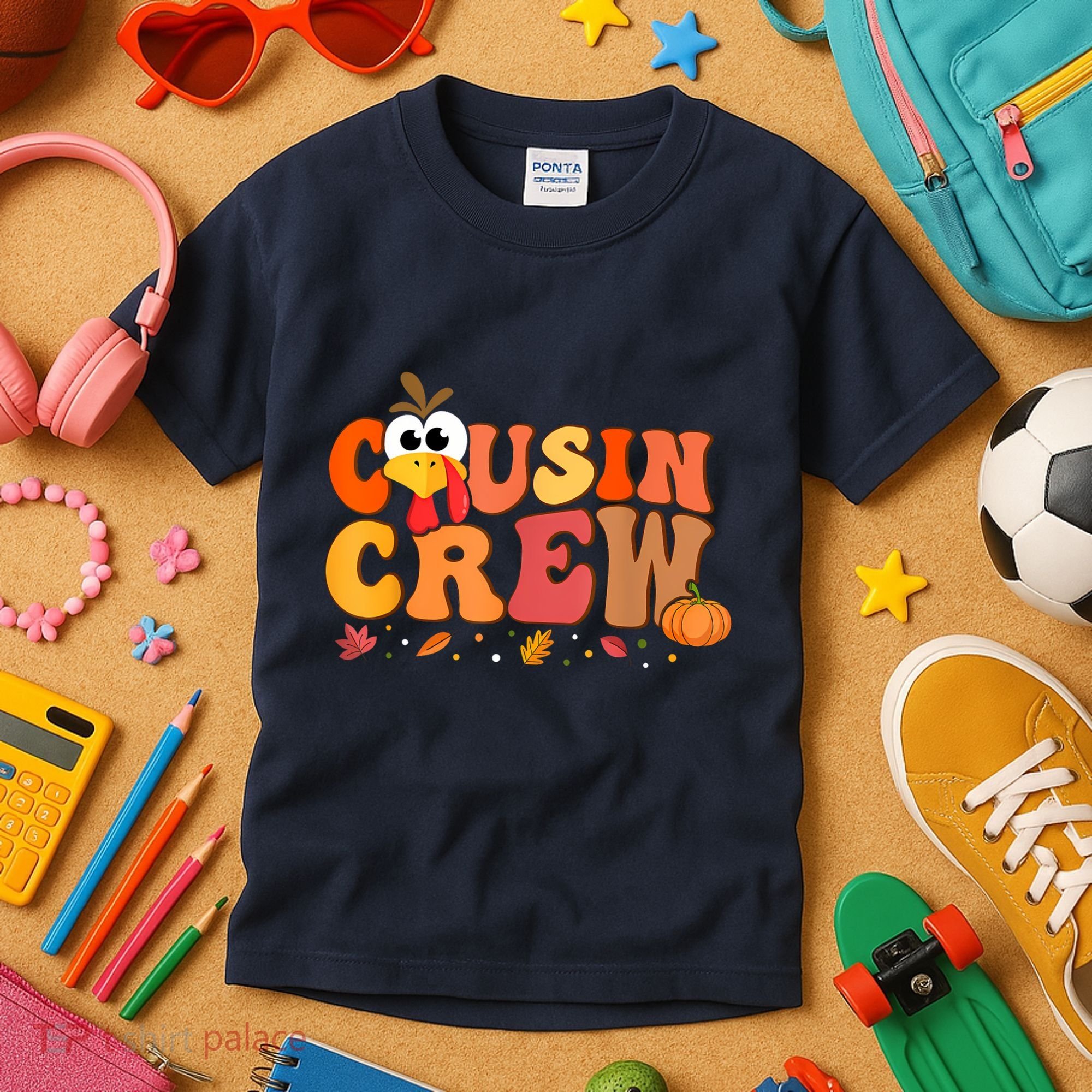Cousin Crew Thanksgiving Family Matching Turkey Day Fall Kids T-Shirt