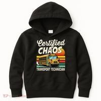Certified Chaos Transport Technician School Bus Driver Kids Hoodie thumb 0