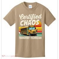 Certified Chaos Transport Technician School Bus Driver Kids T-Shirt thumb 0