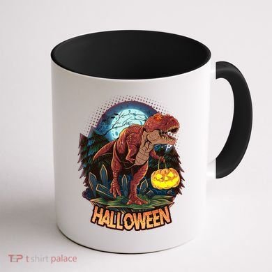 Cool Creepy Trex Dinosaur Halloween Coffee Mug back