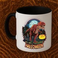 Cool Creepy Trex Dinosaur Halloween Coffee Mug thumb 2